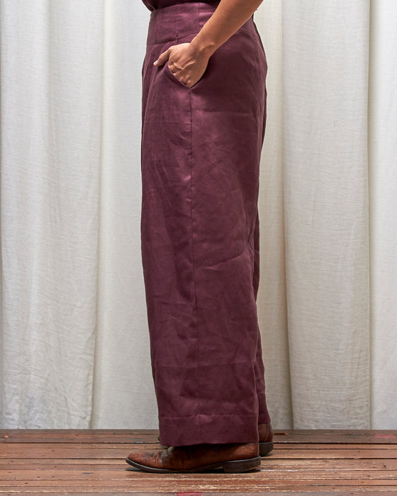 STRIKER trousers - Plum Linen