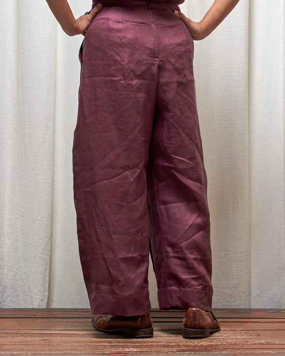 STRIKER trousers - Plum Linen