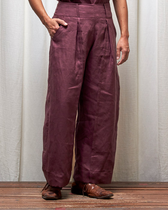 STRIKER trousers - Plum Linen