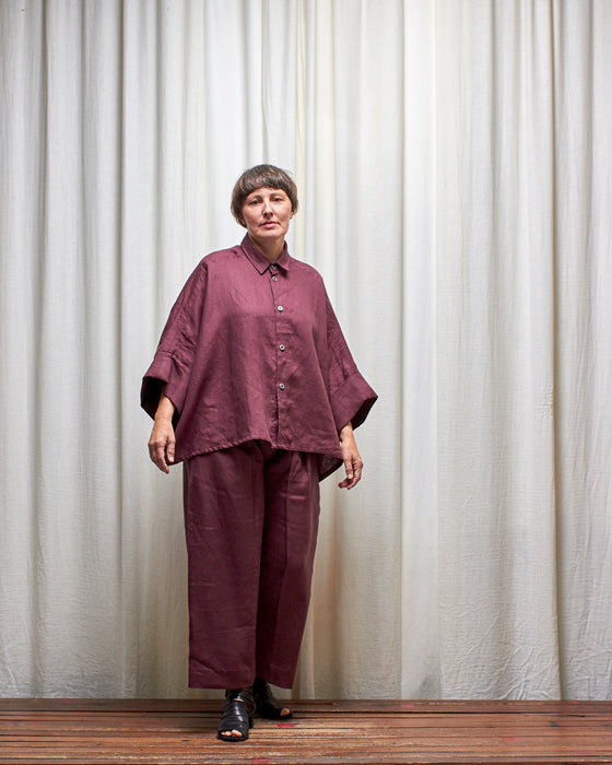 STRIKER trousers - Plum Linen