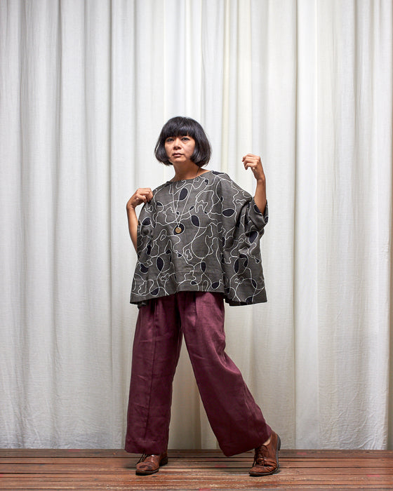 STRIKER trousers - Plum Linen