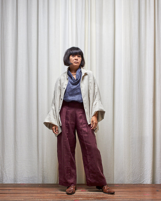 STRIKER trousers - Plum Linen