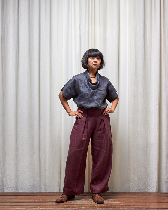 STRIKER trousers - Plum Linen