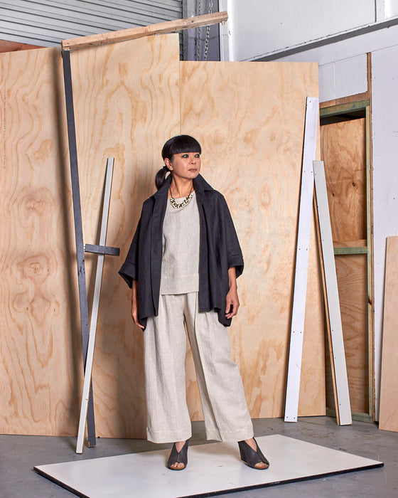 THE ADLER duster dresshirt - Black Linen