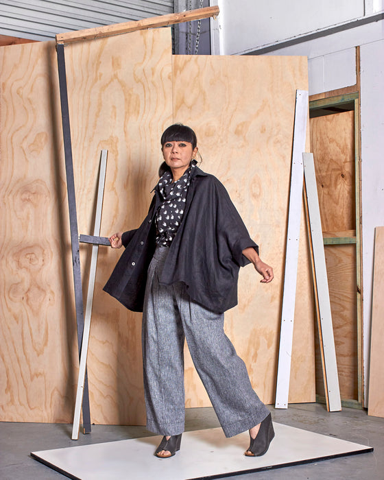 THE ADLER duster dresshirt - Black Linen