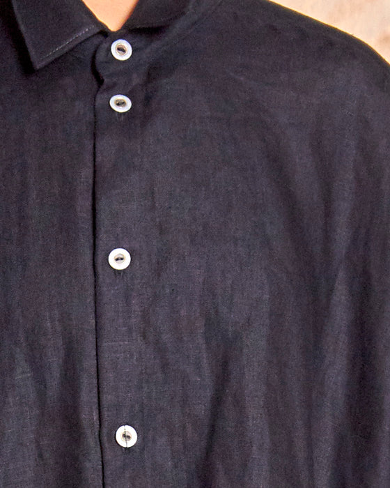 THE ADLER duster dresshirt - Black Linen