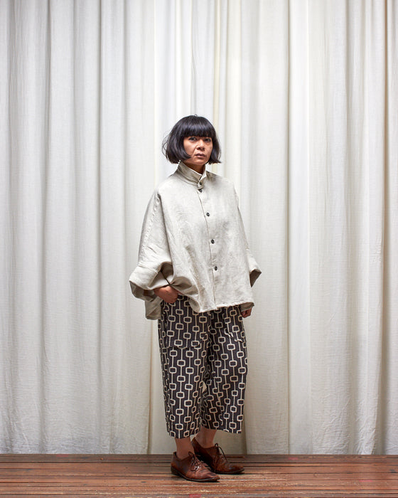 THE ADLER duster dresshirt - Natural Herringbone