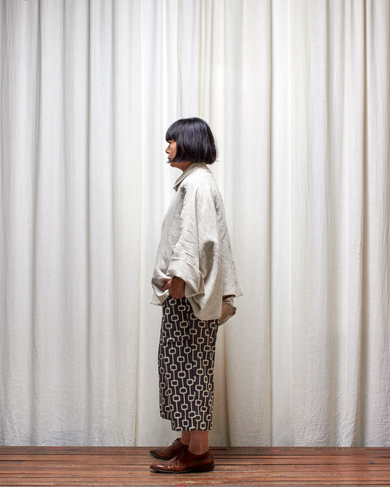 THE ADLER duster dresshirt - Natural Herringbone