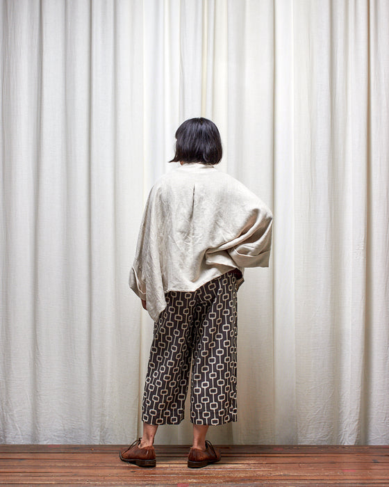 THE ADLER duster dresshirt - Natural Herringbone