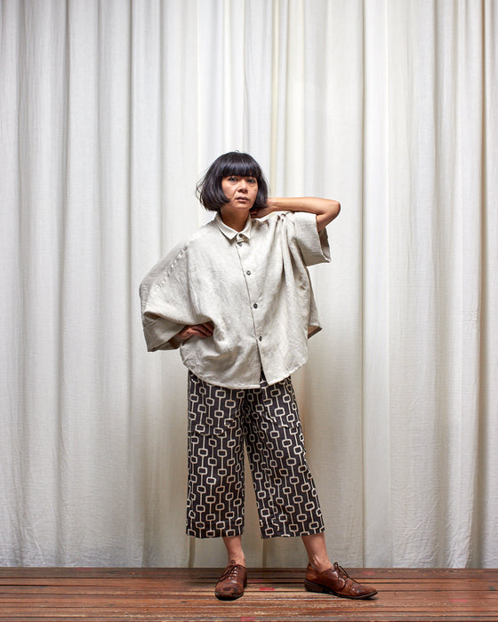 THE ADLER duster dresshirt - Natural Herringbone
