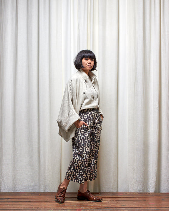 THE ADLER duster dresshirt - Natural Herringbone