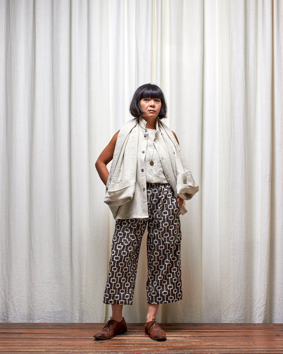 THE ADLER duster dresshirt - Natural Herringbone