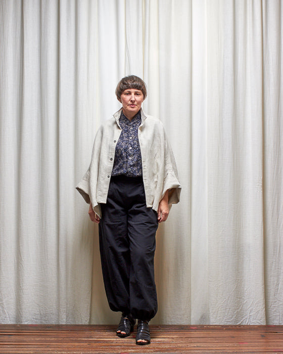 THE ADLER duster dresshirt - Natural Herringbone