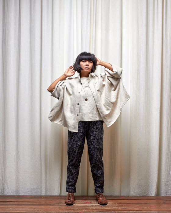THE ADLER duster dresshirt - Natural Herringbone