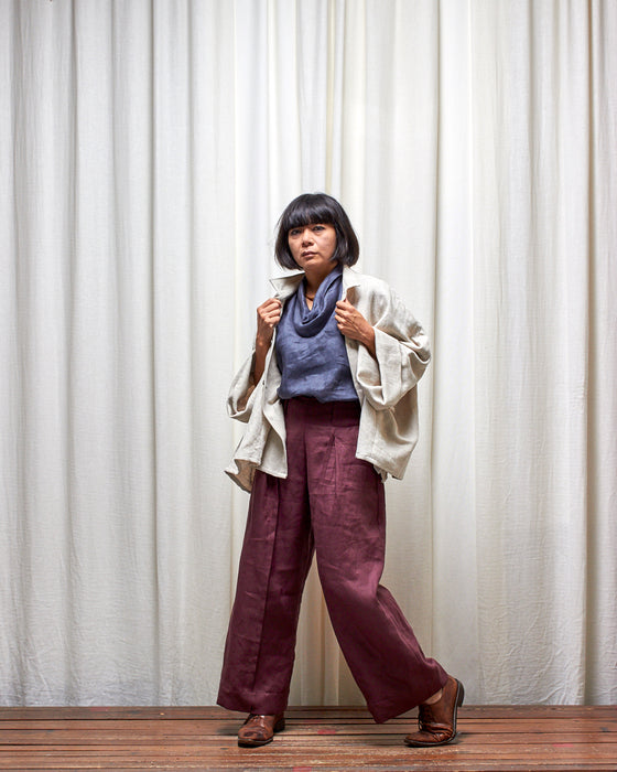 THE ADLER duster dresshirt - Natural Herringbone