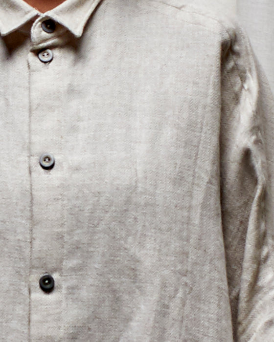 THE ADLER duster dresshirt - Natural Herringbone