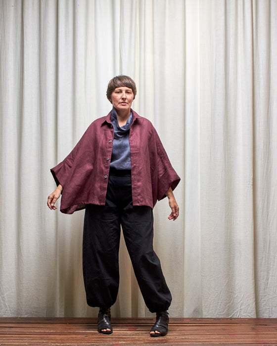 THE ADLER duster dresshirt - Plum Linen