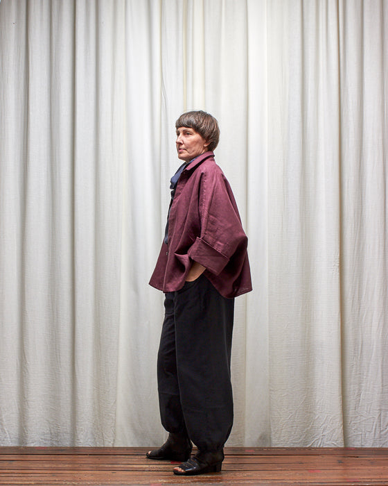 THE ADLER duster dresshirt - Plum Linen
