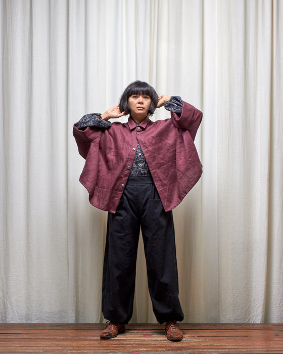 THE ADLER duster dresshirt - Plum Linen