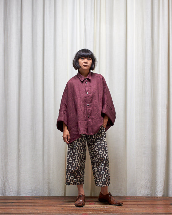 THE ADLER duster dresshirt - Plum Linen
