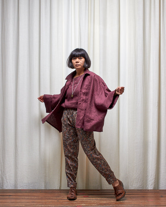 THE ADLER duster dresshirt - Plum Linen