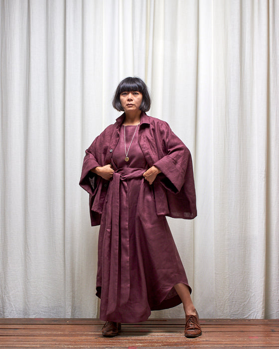 THE ADLER duster dresshirt - Plum Linen