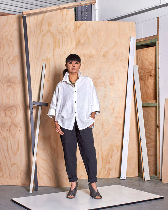 THE ADLER duster dresshirt - White Linen
