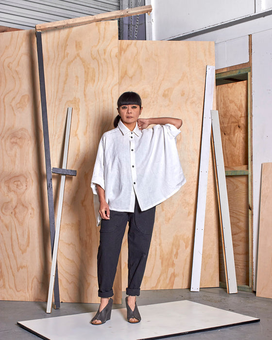 THE ADLER duster dresshirt - White Linen