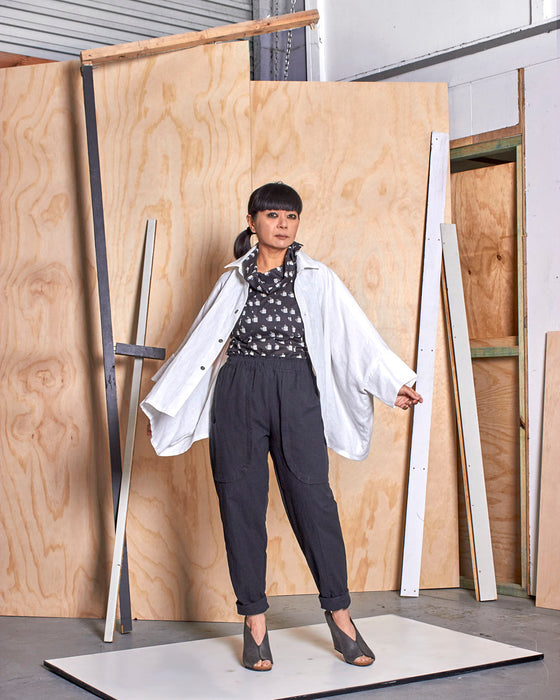 THE ADLER duster dresshirt - White Linen