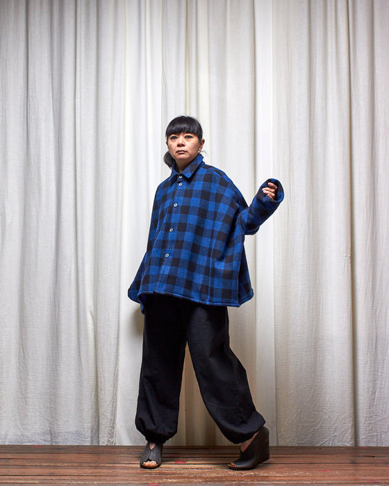 THE ADLER jacket - Wool Cobalt Check