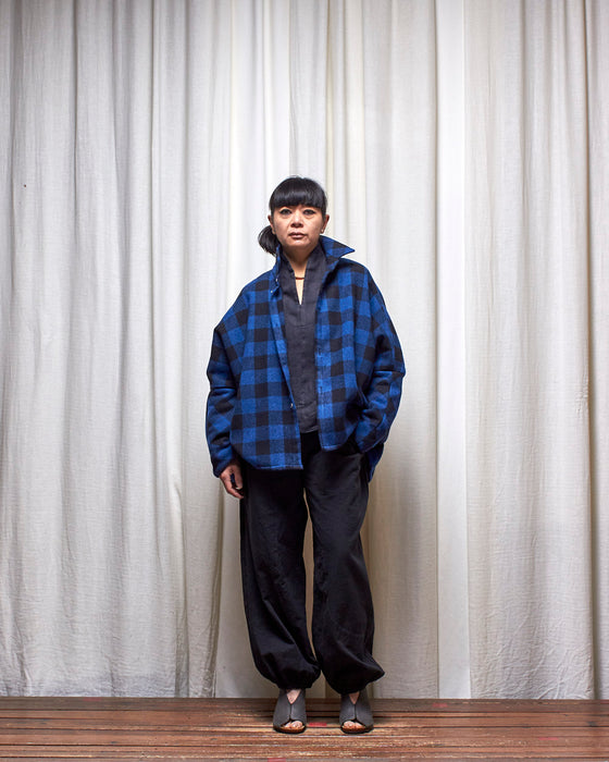 THE ADLER jacket - Wool Cobalt Check