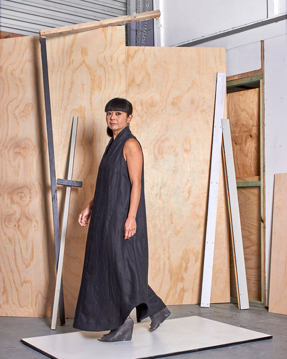 THE ORACLE dress - Black Linen
