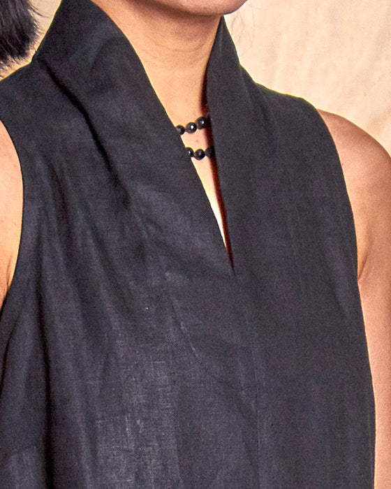 THE ORACLE dress - Black Linen