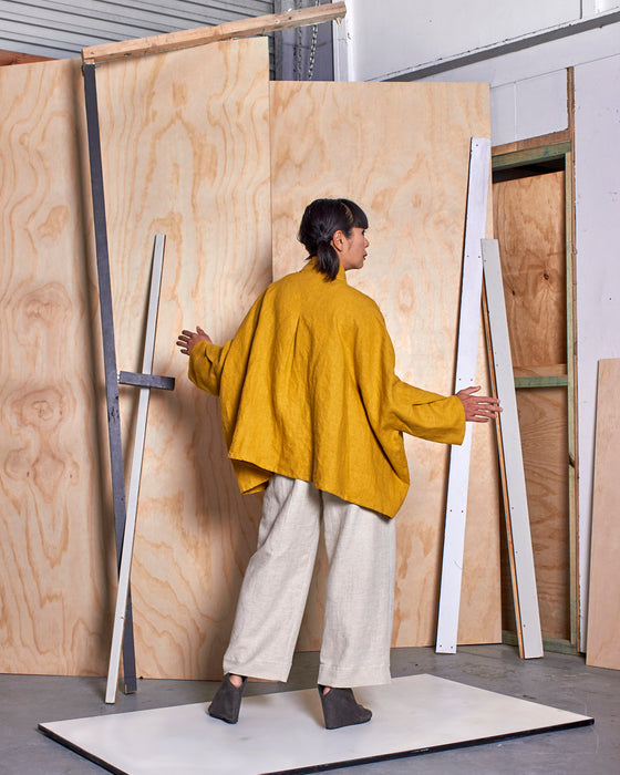THE REBELLION mandarin dust coat - Goldenrod Linen