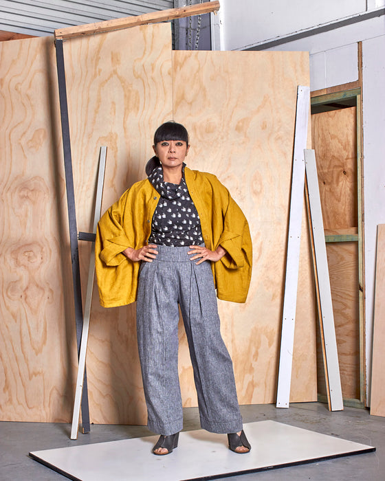 THE REBELLION mandarin dust coat - Goldenrod Linen