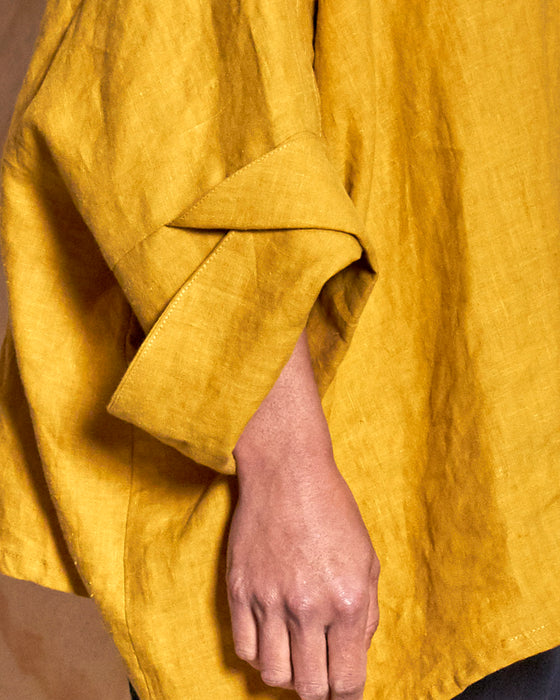 THE REBELLION mandarin dust coat - Goldenrod Linen
