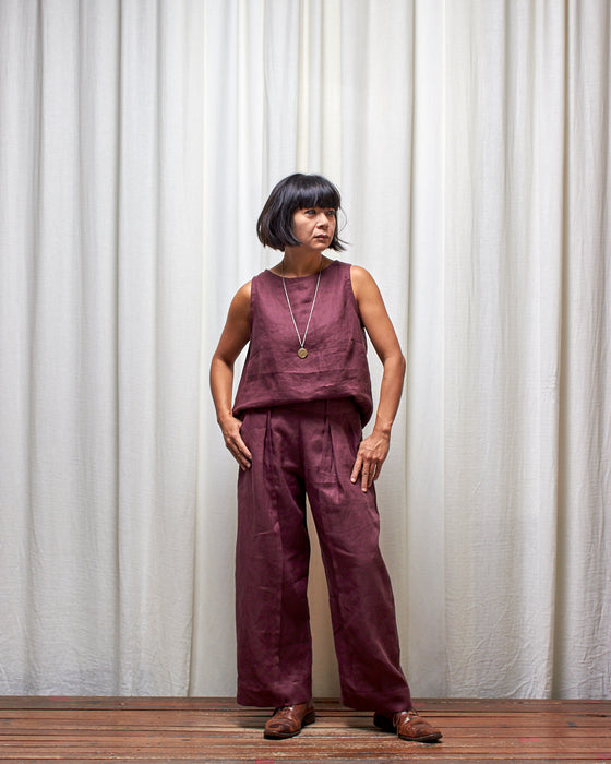 THE WRITER top - Plum Linen