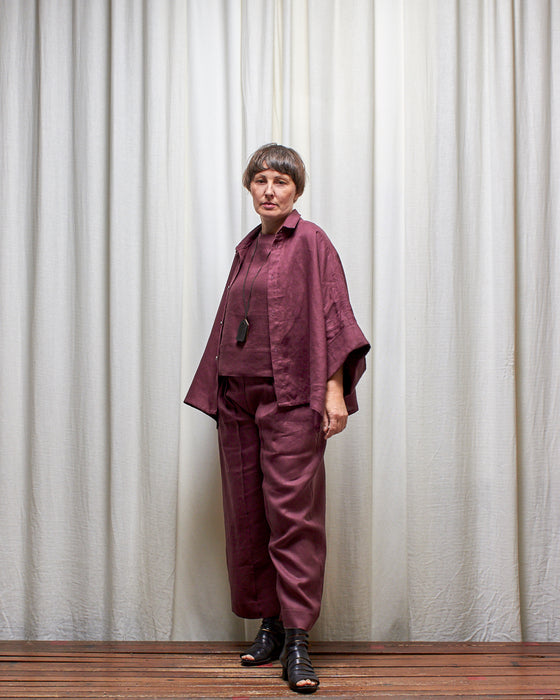 THE WRITER top - Plum Linen