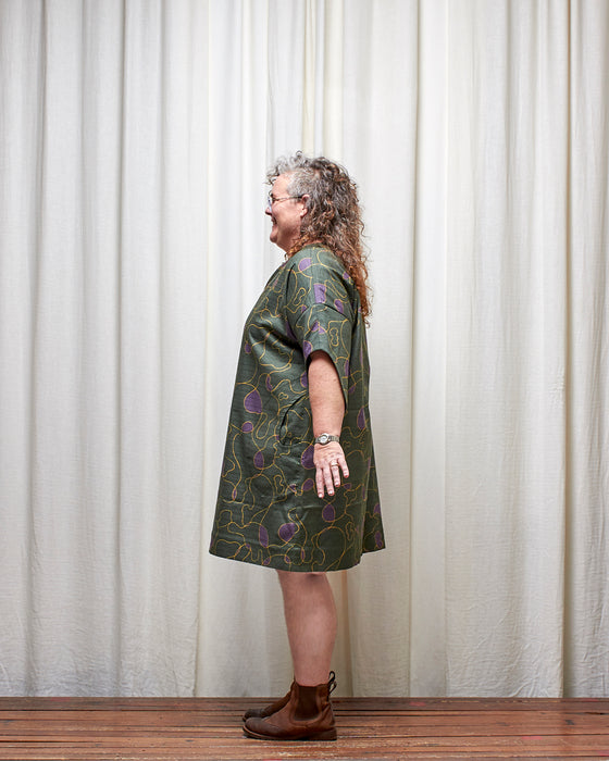 ASSIN dress - Scribbly Evergreen LAST CHANCE