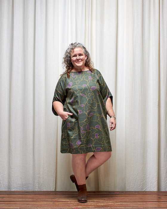 ASSIN dress - Scribbly Evergreen LAST CHANCE