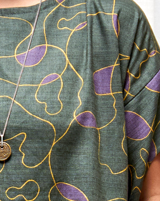 ASSIN dress - Scribbly Evergreen