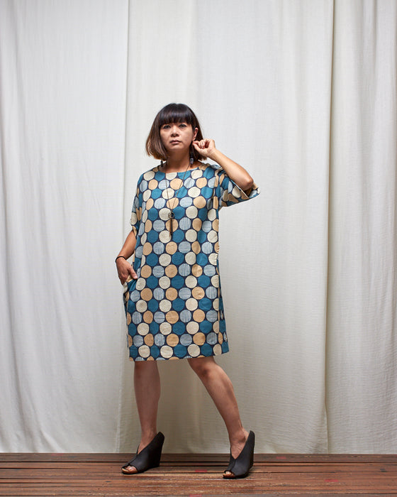 ASSIN dress - Teal Clay Circles