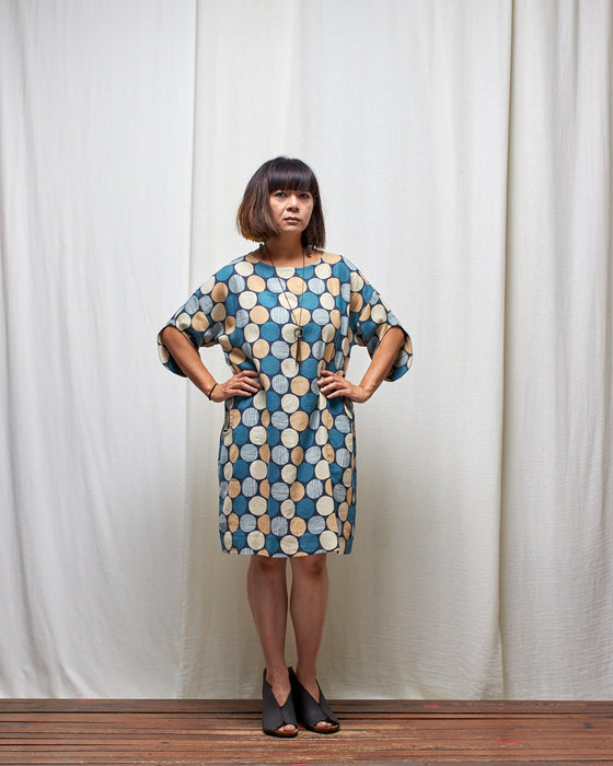 ASSIN dress - Teal Clay Circles