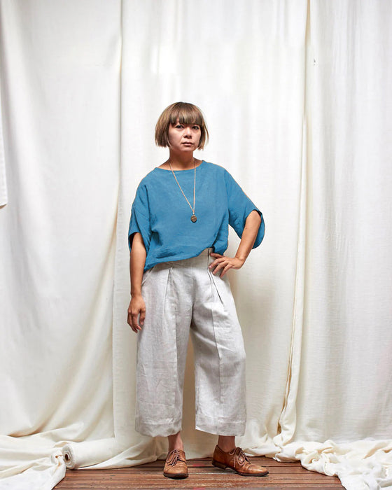 AVATAR top - Pacific Blue Linen