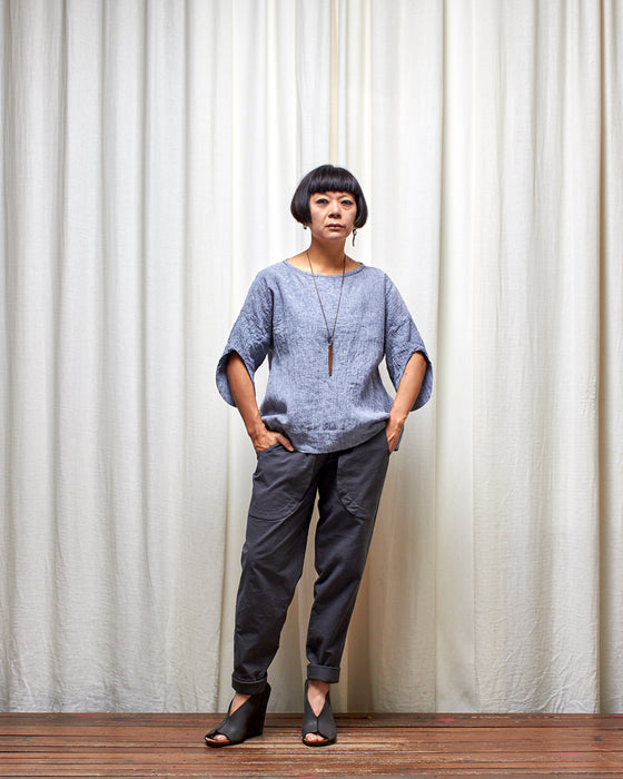 AVATAR CRINKLE top - Grey Marle