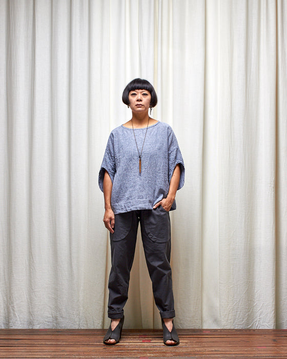 AVATAR CRINKLE top - Grey Marle