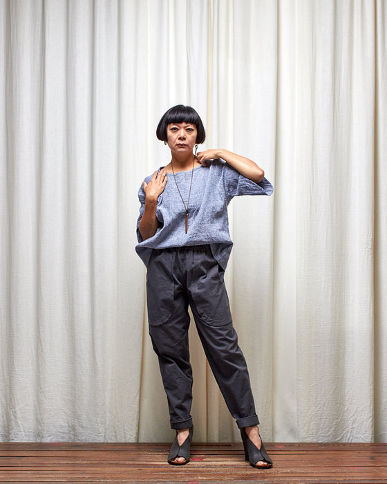 AVATAR CRINKLE top - Grey Marle