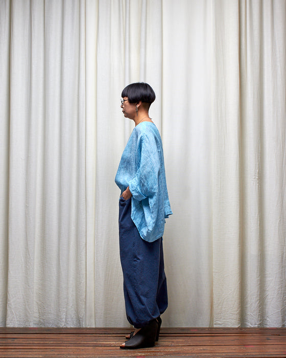 ECLIPSE CROP top - Aqua Linen Gauze