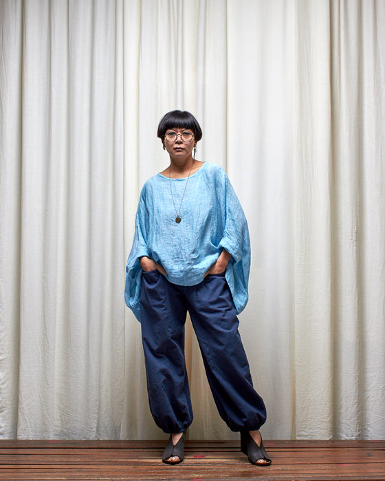ECLIPSE CROP top - Aqua Linen Gauze