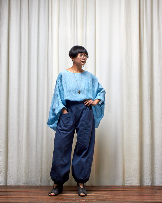 ECLIPSE CROP top - Aqua Linen Gauze